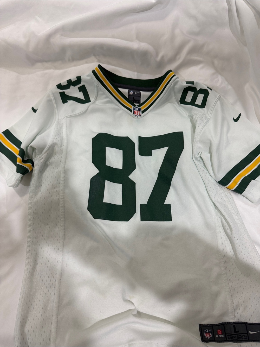 NFL White and Green #87 Game Jersey